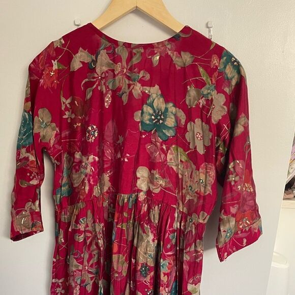 Indian women’s mirror work red Kurta top size L - Picture 7 of 7